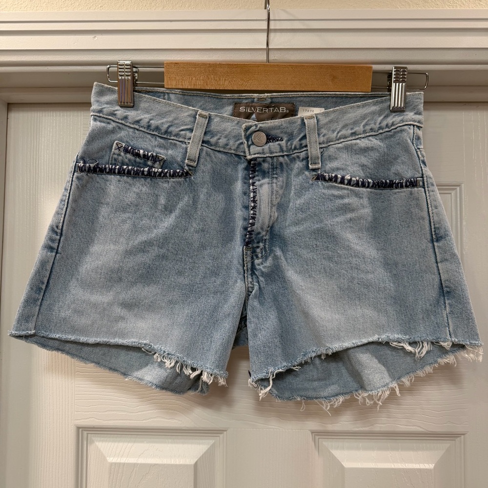 Silver Jeans Light Blue Distressed Denim Cutoff Shorts